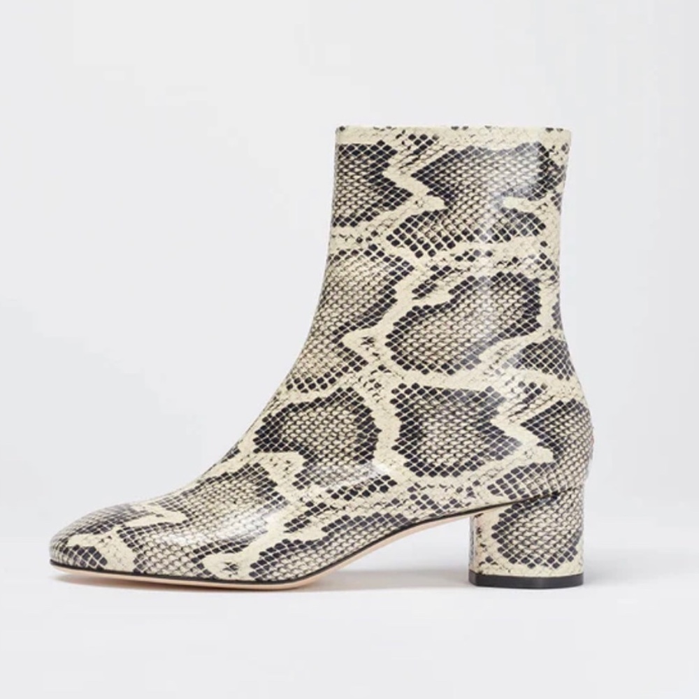 Ayede Allegra ankle boots in creamy snakeskin